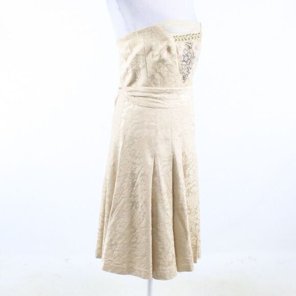 Tibi beige textured beaded dress 6 - Picture 3 of 8